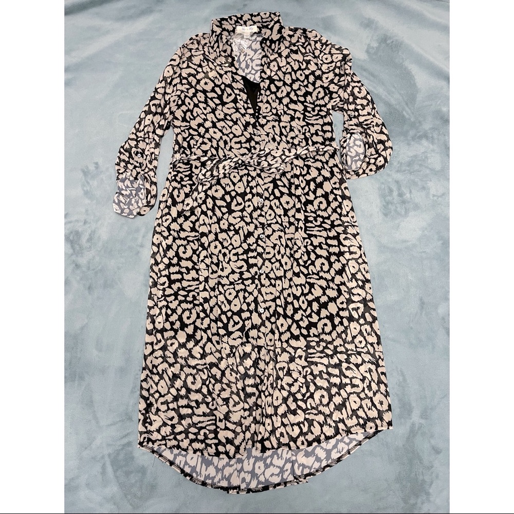 Black and Cream Leopard Print Dress